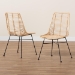 bali & pari Manhattan Modern Bohemian Natural Brown Rattan and Black Metal 2-Piece Dining Chair Set - BSOManhattan-Rattan/Black-DC