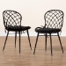 bali & pari Sabelle Modern Bohemian Black Finished Rattan and Metal 2-Piece Dining Chair Set - BSOSanta1-Black Rattan-DC