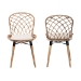 bali & pari Sabelle Modern Bohemian Natural Brown Finished Teak Wood and Greywashed Rattan 2-Piece Dining Chair Set - BSOSanta1-Light Grey Rattan-DC