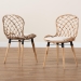 bali & pari Sabelle Modern Bohemian Natural Brown Finished Teak Wood and Greywashed Rattan 2-Piece Dining Chair Set - BSOSanta1-Light Grey Rattan-DC