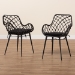 bali & pari Ballerina Modern Bohemian Black Finished Rattan and Metal 2-Piece Dining Chair Set - BSOBalerina1-Black Rattan-DC