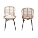 bali & pari Brenna Modern Bohemian Greywashed Rattan and Black Metal 2-Piece Dining Chair Set - BSOBianca-Light Grey Rattan-DC