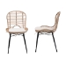 bali & pari Brenna Modern Bohemian Greywashed Rattan and Black Metal 2-Piece Dining Chair Set - BSOBianca-Light Grey Rattan-DC
