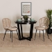 bali & pari Brenna Modern Bohemian Greywashed Rattan and Black Metal 2-Piece Dining Chair Set - BSOBianca-Light Grey Rattan-DC