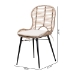 bali & pari Brenna Modern Bohemian Greywashed Rattan and Black Metal 2-Piece Dining Chair Set - BSOBianca-Light Grey Rattan-DC