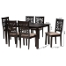 Baxton Studio Olympia Modern Beige Fabric and Espresso Brown Finished Wood 7-Piece Dining Set - BSORH386C-Sand/Dark Brown-7PC Dining Set