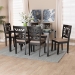 Baxton Studio Olympia Modern Beige Fabric and Espresso Brown Finished Wood 7-Piece Dining Set - BSORH386C-Sand/Dark Brown-7PC Dining Set