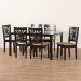 Baxton Studio Olympia Modern Beige Fabric and Espresso Brown Finished Wood 7-Piece Dining Set - BSORH386C-Sand/Dark Brown-7PC Dining Set