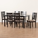 Baxton Studio Olympia Modern Beige Fabric and Espresso Brown Finished Wood 7-Piece Dining Set - BSORH386C-Sand/Dark Brown-7PC Dining Set