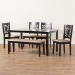 Baxton Studio Olympia Modern Beige Fabric and Espresso Brown Finished Wood 6-Piece Dining Set - BSORH386C-Sand/Dark Brown-6PC Dining Set