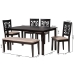 Baxton Studio Olympia Modern Beige Fabric and Espresso Brown Finished Wood 6-Piece Dining Set - BSORH386C-Sand/Dark Brown-6PC Dining Set