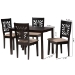 Baxton Studio Olympia Modern Beige Fabric and Espresso Brown Finished Wood 5-Piece Dining Set - BSORH386C-Sand/Dark Brown-5PC Dining Set