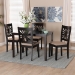 Baxton Studio Olympia Modern Beige Fabric and Espresso Brown Finished Wood 5-Piece Dining Set - BSORH386C-Sand/Dark Brown-5PC Dining Set