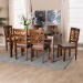 Baxton Studio Olympia Modern Grey Fabric and Walnut Brown Finished Wood 7-Piece Dining Set - BSORH386C-Grey/Walnut-7PC Dining Set