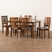 Baxton Studio Olympia Modern Grey Fabric and Walnut Brown Finished Wood 7-Piece Dining Set - BSORH386C-Grey/Walnut-7PC Dining Set