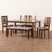 Baxton Studio Olympia Modern Grey Fabric and Walnut Brown Finished Wood 6-Piece Dining Set - BSORH386C-Grey/Walnut-6PC Dining Set