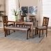 Baxton Studio Olympia Modern Grey Fabric and Walnut Brown Finished Wood 6-Piece Dining Set - BSORH386C-Grey/Walnut-6PC Dining Set