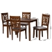Baxton Studio Olympia Modern Grey Fabric and Walnut Brown Finished Wood 5-Piece Dining Set - BSORH386C-Grey/Walnut-5PC Dining Set