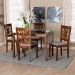 Baxton Studio Olympia Modern Grey Fabric and Walnut Brown Finished Wood 5-Piece Dining Set - BSORH386C-Grey/Walnut-5PC Dining Set