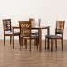 Baxton Studio Olympia Modern Grey Fabric and Walnut Brown Finished Wood 5-Piece Dining Set - BSORH386C-Grey/Walnut-5PC Dining Set