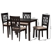 Baxton Studio Florencia Modern Beige Fabric and Espresso Brown Finished Wood 5-Piece Dining Set - BSORH388C-Sand/Dark Brown-5PC Dining Set