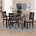 Baxton Studio Florencia Modern Beige Fabric and Espresso Brown Finished Wood 5-Piece Dining Set - BSORH388C-Sand/Dark Brown-5PC Dining Set