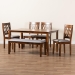 Baxton Studio Florencia Modern Grey Fabric and Walnut Brown Finished Wood 6-Piece Dining Set - BSORH388C-Grey/Walnut-6PC Dining Set