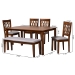 Baxton Studio Florencia Modern Grey Fabric and Walnut Brown Finished Wood 6-Piece Dining Set - BSORH388C-Grey/Walnut-6PC Dining Set