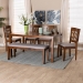Baxton Studio Florencia Modern Grey Fabric and Walnut Brown Finished Wood 6-Piece Dining Set - BSORH388C-Grey/Walnut-6PC Dining Set