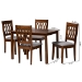 Baxton Studio Florencia Modern Grey Fabric and Walnut Brown Finished Wood 5-Piece Dining Set - BSORH388C-Grey/Walnut-5PC Dining Set