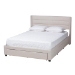 Baxton Studio Braylon Mid-Century Modern Transitional Beige Fabric and Dark Brown Finished Wood Queen Size 3-Drawer Storage Platform Bed