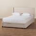 Baxton Studio Braylon Mid-Century Modern Transitional Beige Fabric and Dark Brown Finished Wood Queen Size 3-Drawer Storage Platform Bed - BSOCF 9270-A-Coronado-A-Beige-Queen