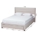 Baxton Studio Braylon Mid-Century Modern Transitional Beige Fabric and Dark Brown Finished Wood Queen Size 3-Drawer Storage Platform Bed - BSOCF 9270-A-Coronado-A-Beige-Queen