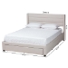 Baxton Studio Braylon Mid-Century Modern Transitional Beige Fabric and Dark Brown Finished Wood Queen Size 3-Drawer Storage Platform Bed - BSOCF 9270-A-Coronado-A-Beige-Queen