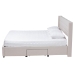 Baxton Studio Braylon Mid-Century Modern Transitional Beige Fabric and Dark Brown Finished Wood Queen Size 3-Drawer Storage Platform Bed - BSOCF 9270-A-Coronado-A-Beige-Queen