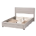 Baxton Studio Braylon Mid-Century Modern Transitional Beige Fabric and Dark Brown Finished Wood Queen Size 3-Drawer Storage Platform Bed - BSOCF 9270-A-Coronado-A-Beige-Queen