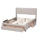 Baxton Studio Braylon Mid-Century Modern Transitional Beige Fabric and Dark Brown Finished Wood Queen Size 3-Drawer Storage Platform Bed - BSOCF 9270-A-Coronado-A-Beige-Queen