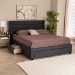 Baxton Studio Braylon Mid-Century Modern Transitional Charcoal Grey Fabric and Dark Brown Finished Wood Queen Size 3-Drawer Storage Platform Bed - BSOCF 9270-A-Coronado-A-Charcoal Grey-Queen