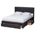 Baxton Studio Braylon Mid-Century Modern Transitional Charcoal Grey Fabric and Dark Brown Finished Wood Queen Size 3-Drawer Storage Platform Bed - BSOCF 9270-A-Coronado-A-Charcoal Grey-Queen