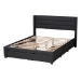 Baxton Studio Braylon Mid-Century Modern Transitional Charcoal Grey Fabric and Dark Brown Finished Wood Queen Size 3-Drawer Storage Platform Bed - BSOCF 9270-A-Coronado-A-Charcoal Grey-Queen