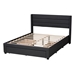 Baxton Studio Braylon Mid-Century Modern Transitional Charcoal Grey Fabric and Dark Brown Finished Wood Queen Size 3-Drawer Storage Platform Bed - BSOCF 9270-A-Coronado-A-Charcoal Grey-Queen