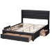 Baxton Studio Braylon Mid-Century Modern Transitional Charcoal Grey Fabric and Dark Brown Finished Wood Queen Size 3-Drawer Storage Platform Bed - BSOCF 9270-A-Coronado-A-Charcoal Grey-Queen