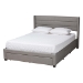 Baxton Studio Braylon Mid-Century Modern Transitional Light Grey Fabric and Dark Brown Finished Wood Queen Size 3-Drawer Storage Platform Bed
