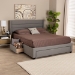 Baxton Studio Braylon Mid-Century Modern Transitional Light Grey Fabric and Dark Brown Finished Wood Queen Size 3-Drawer Storage Platform Bed - BSOCF 9270-A-Coronado-A-Grey-Queen