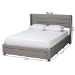 Baxton Studio Braylon Mid-Century Modern Transitional Light Grey Fabric and Dark Brown Finished Wood Queen Size 3-Drawer Storage Platform Bed - BSOCF 9270-A-Coronado-A-Grey-Queen