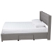 Baxton Studio Braylon Mid-Century Modern Transitional Light Grey Fabric and Dark Brown Finished Wood Queen Size 3-Drawer Storage Platform Bed - BSOCF 9270-A-Coronado-A-Grey-Queen