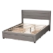 Baxton Studio Braylon Mid-Century Modern Transitional Light Grey Fabric and Dark Brown Finished Wood Queen Size 3-Drawer Storage Platform Bed - BSOCF 9270-A-Coronado-A-Grey-Queen