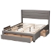 Baxton Studio Braylon Mid-Century Modern Transitional Light Grey Fabric and Dark Brown Finished Wood Queen Size 3-Drawer Storage Platform Bed - BSOCF 9270-A-Coronado-A-Grey-Queen