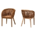 Baxton Studio Mario Modern Bohemian Natural Brown Finished Teak Wood and Rattan 2-Piece Dining Chair Set