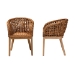 bali & pari Mario Modern Bohemian Natural Brown Finished Teak Wood and Rattan 2-Piece Dining Chair Set - BSOMario-Rattan-DC